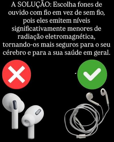 Prefira fones de ouvido com fio: menos radiação eletromagnética